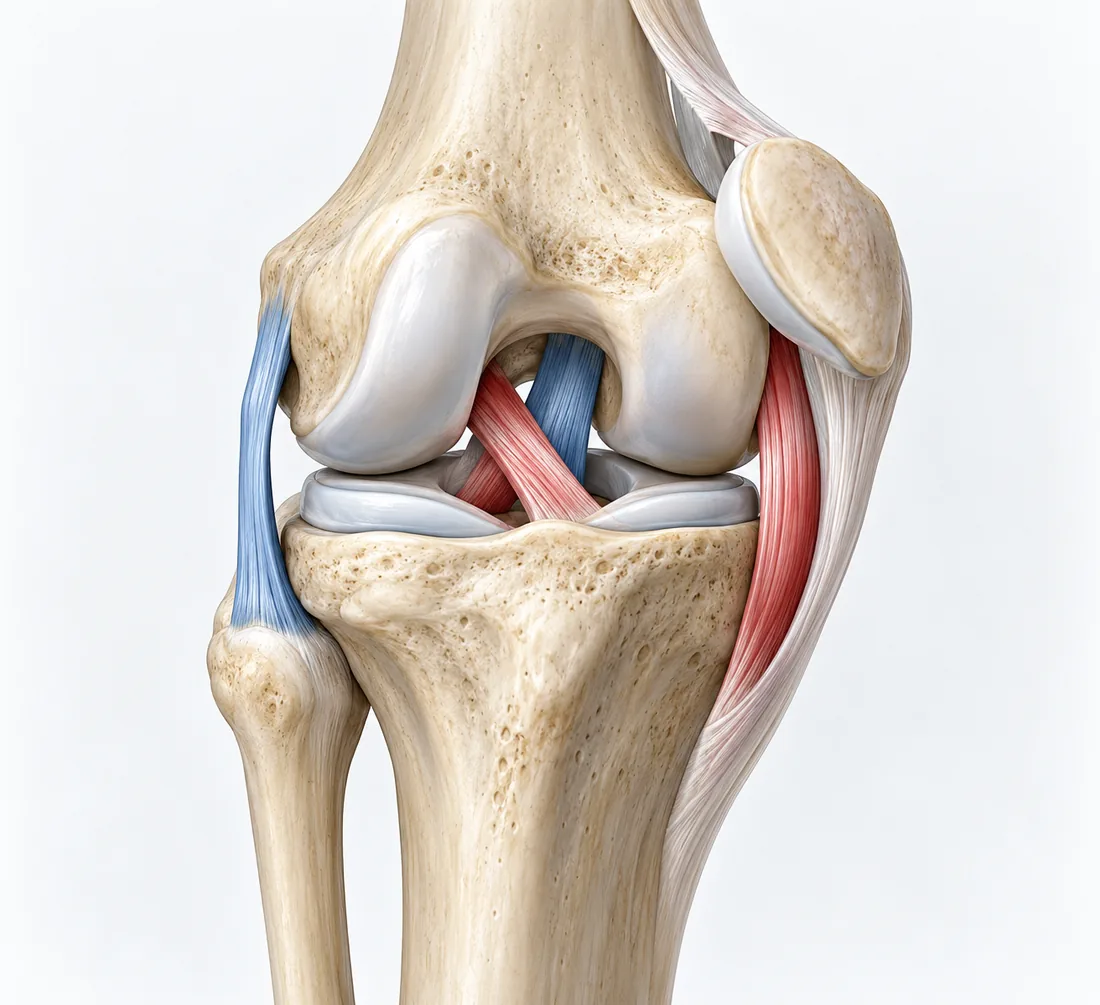 Conceptual illustration of the main stabilising ligaments around the knee